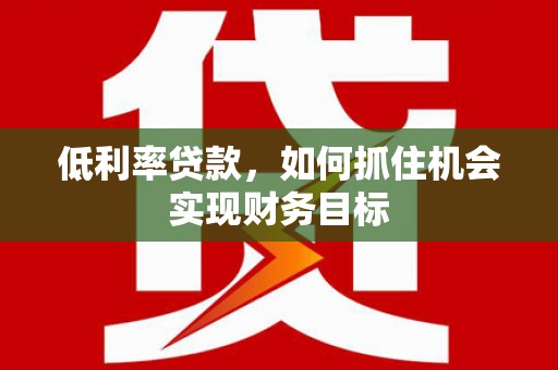 武陵低利率贷款，如何抓住机会实现财务目标