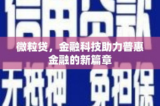渭城微粒贷，金融科技助力普惠金融的新篇章